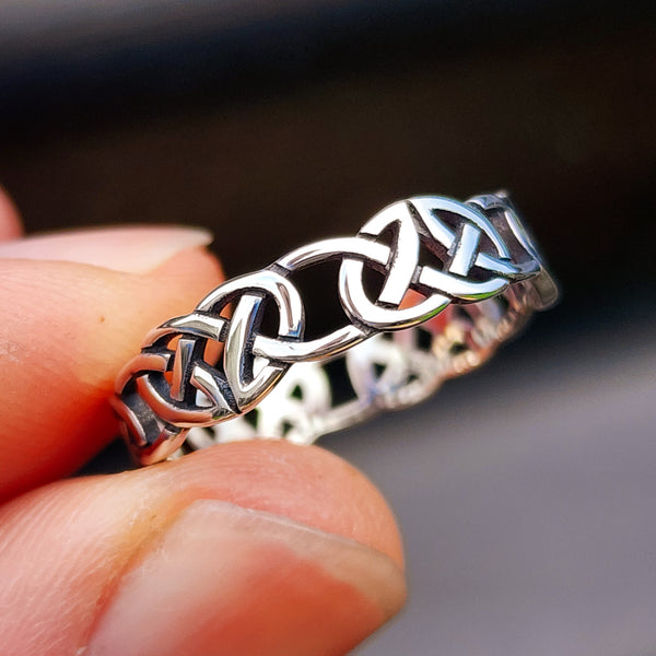 Solid 925 Sterling Silver 5.8mm Celtic Band Ring