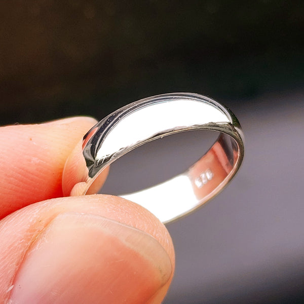 (Q) Solid 925 Sterling Silver 5mm Round Band Ring