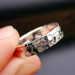 (R) Solid 925 Sterling Silver Textured Hammer Finish 5mm Band Ring