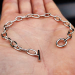 Solid 925 Sterling Silver 9mm Chain Bracelet With Toggle