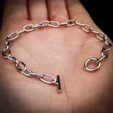 Solid 925 Sterling Silver 9mm Chain Bracelet With Toggle