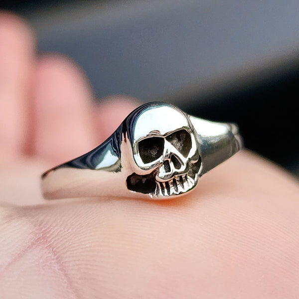 Solid 925 Sterling Silver 9mm Skull Ring