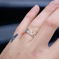 Solid 925 Sterling Silver Double Heart Band Ring