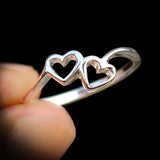 Solid 925 Sterling Silver Double Heart Ring