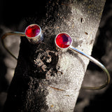 Solid 925 Sterling Silver & Natural Garnet Handmade Cuff Bracelet