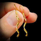 Solid 925 Sterling Silver Gold Twisted Hook Earrings