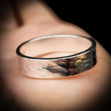 (T) Solid 925 Sterling Silver Rustic Hammer Textured Band Ring