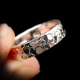 (R) Solid 925 Sterling Silver Textured Hammer Finish 5mm Band Ring