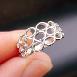 Solid 925 Sterling Silver Honeycomb 10mm Wide Band Ring
