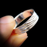 (T) Solid 925 Sterling Silver Textured Wave Finish 6mm Band Ring
