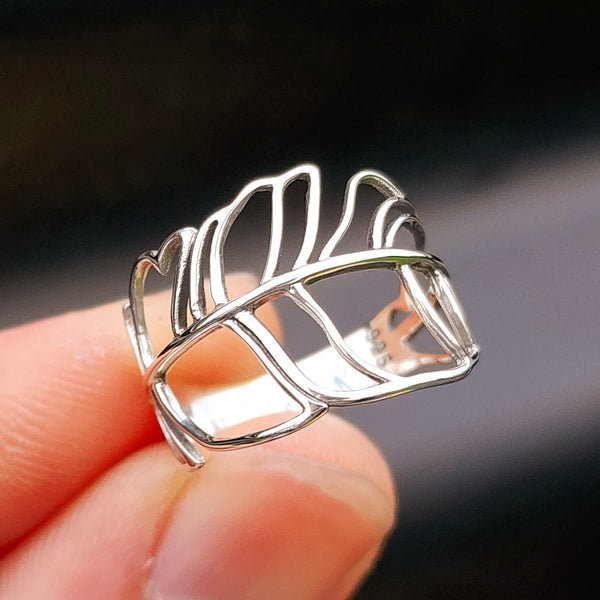 Solid 925 Sterling Silver Plant Leaf Band Ring