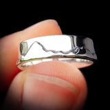 (T) Solid 925 Sterling Silver Mountains Band Ring