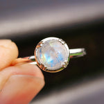Solid 925 Sterling Silver & Natural Moonstone Double Claw Signet Ring