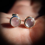 925 Sterling Silver & Rose Quartz Stud Earrings