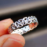 Solid 925 Sterling Silver Trinity Knot Celtic Band Ring
