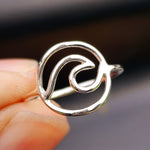 (Q) Solid 925 Sterling Silver Wave Ring