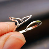 (Q) Solid 925 Sterling Silver Whale Tail Ring