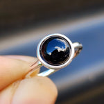 Solid 925 Sterling Silver & 10mm Natural Black Onyx Round Signet Ring