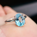 Solid 925 Sterling Silver & 11mm Sky Blue Topaz Clawed Solitaire Ring