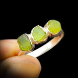 Solid 925 Sterling Silver & Raw Peridot Handmade 3x Setting Ring
