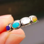 (T) Solid 925 Sterling Silver & 4x Mixed Gemstone Setting Ring