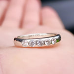 (M) Solid 925 Sterling Silver & 5x Created Diamond Band Ring