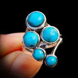 (R) Solid 925 Sterling Silver & Natural Turquoise Rustic Black Oxidized 5x Setting Ring