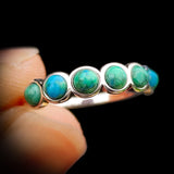 Solid 925 Sterling Silver & Natural Turquoise 6x Setting Band Ring