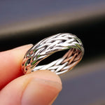 (Y) Solid 925 Sterling Silver 7mm Braid Band Ring
