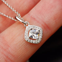Solid 925 Sterling Silver & 8.5mm Simulated Diamonds Pendant Necklace