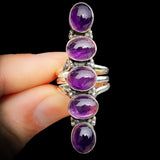 (Q) Solid 925 Sterling Silver & Natural Amethyst XL Multi Setting Handmade Solitaire Ring