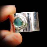 Rustic Handmade Solid 925 Sterling Silver & Natural Aquamarine Cuff Ring