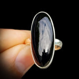 Solid 925 Sterling Silver & Long Oval Black Onyx Handmade Solitaire Ring