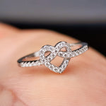 (M) Solid 925 Sterling Silver & CZ Diamond Knotted Heart Promise Ring