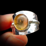 (V) 925 Sterling Silver & Natural Citrine Stone Handmade Cuff Ring