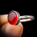 Rustic Handmade Solid 925 Sterling Silver & Natural Garnet Hammer Finish Ring