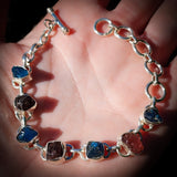 Solid 925 Sterling Silver & Raw Garnet, Apatite Chain Bracelet