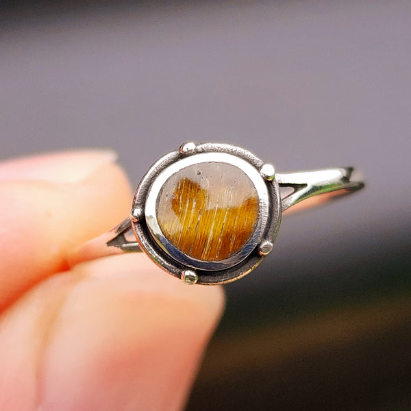 Solid 925 Oxidized Sterling Silver & Natural Irregular Tiger Eye Ring