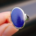 Solid 925 Sterling Silver & Natural Lapis Lazuli Oval Signet Ring