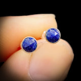 5mm 925 Sterling Silver & Lapis Lazuli Stud Earrings