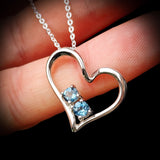 Solid 925 Sterling Silver & London Blue Topaz Heart Pendant Necklace