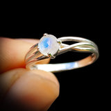 (R) Solid 925 Sterling Silver & Natural Moonstone Spiral Cage Ring