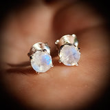 925 Sterling Silver & Natural Moonstone Stud Earrings