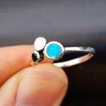 Solid 925 Sterling Silver & Natural Turquoise, Moonstone, Onyx Ring