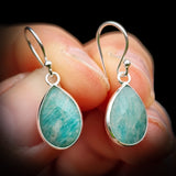 925 Sterling Silver & Natural Amazonite Handmade Drop Earrings