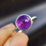 Solid 925 Sterling Silver & 10mm Natural Amethyst Round Signet Ring