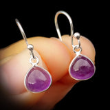 Solid 925 Sterling Silver & Natural Amethyst Drop Hook Earrings