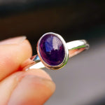 Solid 925 Sterling Silver & Natural Amethyst Oval Ring