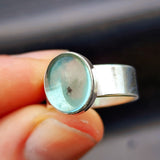 925 Sterling Silver & Natural Aquamarine Oval Handmade Ring
