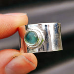Rustic Handmade Solid 925 Sterling Silver & Natural Aquamarine Cuff Ring
